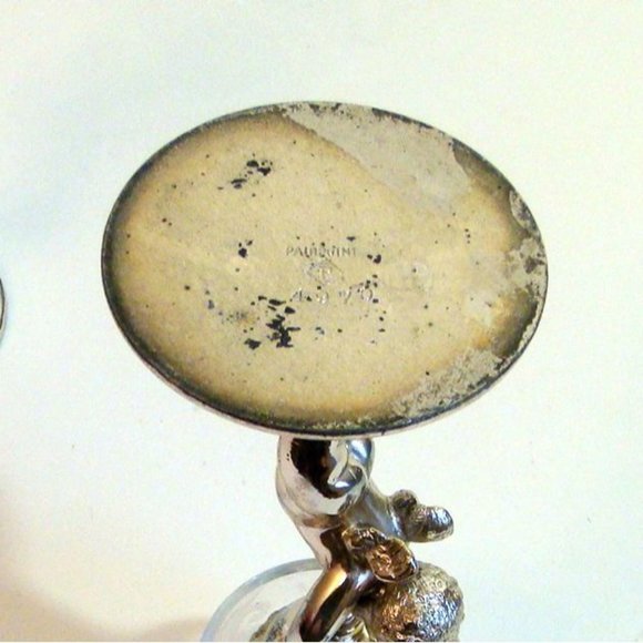 Pairpoint Silver Plate Cherub Votive Holders with Etched Glass PAIR - Picture 6 of 9